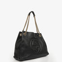 Gucci Black Pebbled Leather Soho Chain Tote Bag