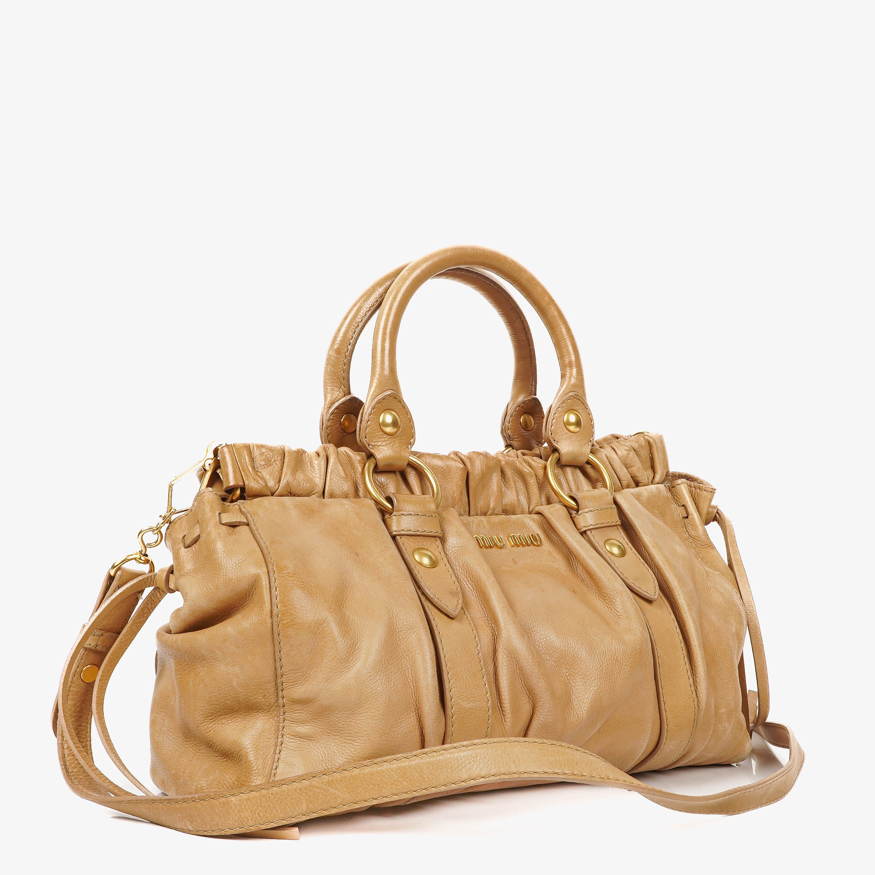 Miu Miu Vitello Beige Satchel Bag