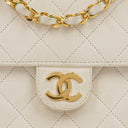 Chanel Classic Single Flap Bag White Quilted Lambskin With 24K Gold-Plated Hardware