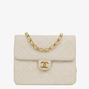 Chanel Classic Single Flap Bag White Quilted Lambskin With 24K Gold-Plated Hardware