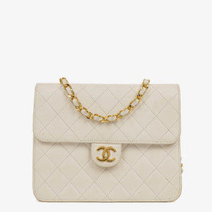 Chanel Classic Single Flap Bag White Quilted Lambskin With 24K Gold-Plated Hardware