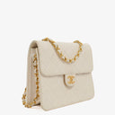 Chanel Classic Single Flap Bag White Quilted Lambskin With 24K Gold-Plated Hardware