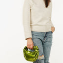 Bottega Veneta Chlorophyll Metallic Crushed Calfskin Mini Jodie Bag