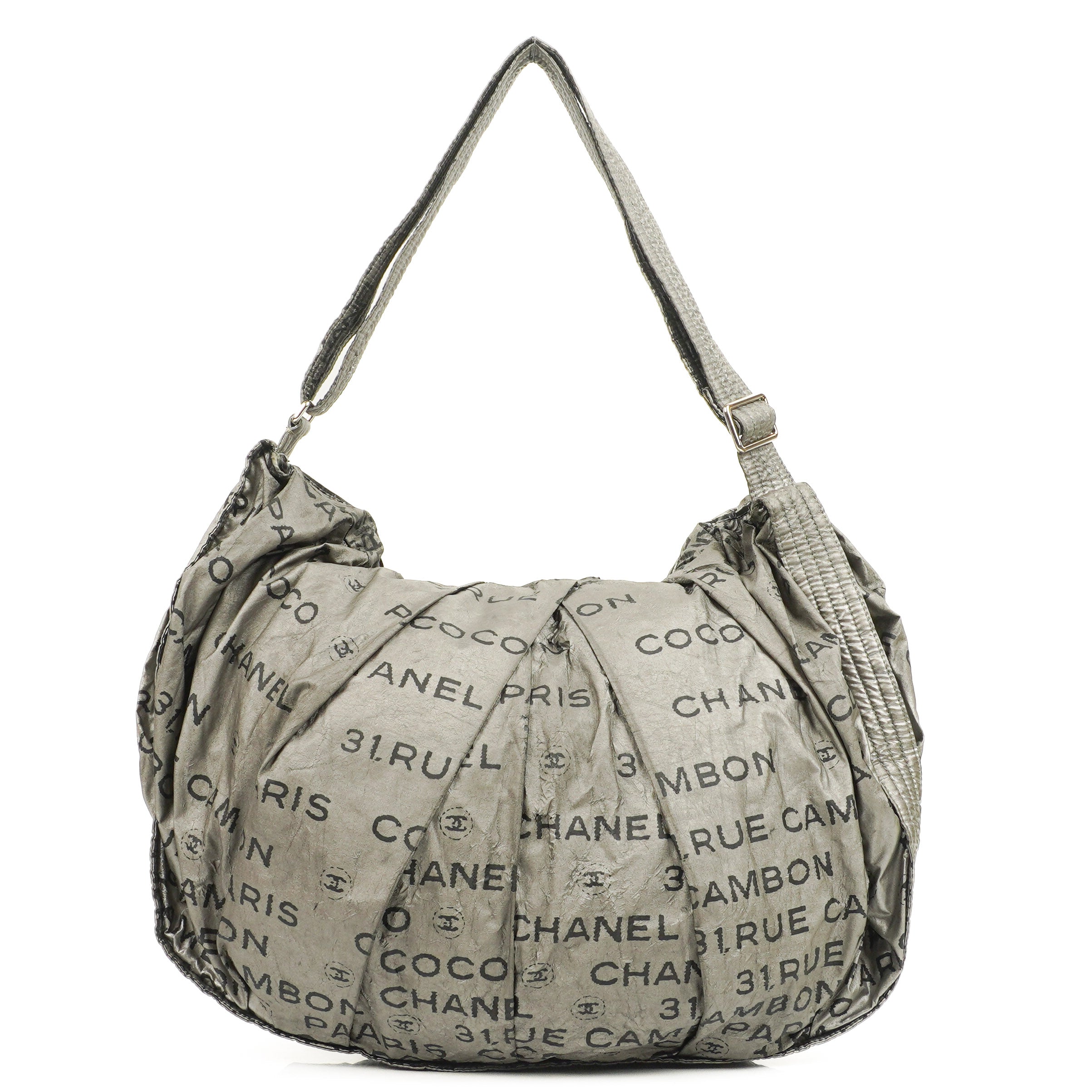 Chanel Metallic Coated Canvas Unlimited Ligne Silver Hobo Bag