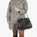 Gucci Black Pebbled Leather Soho Chain Tote Bag