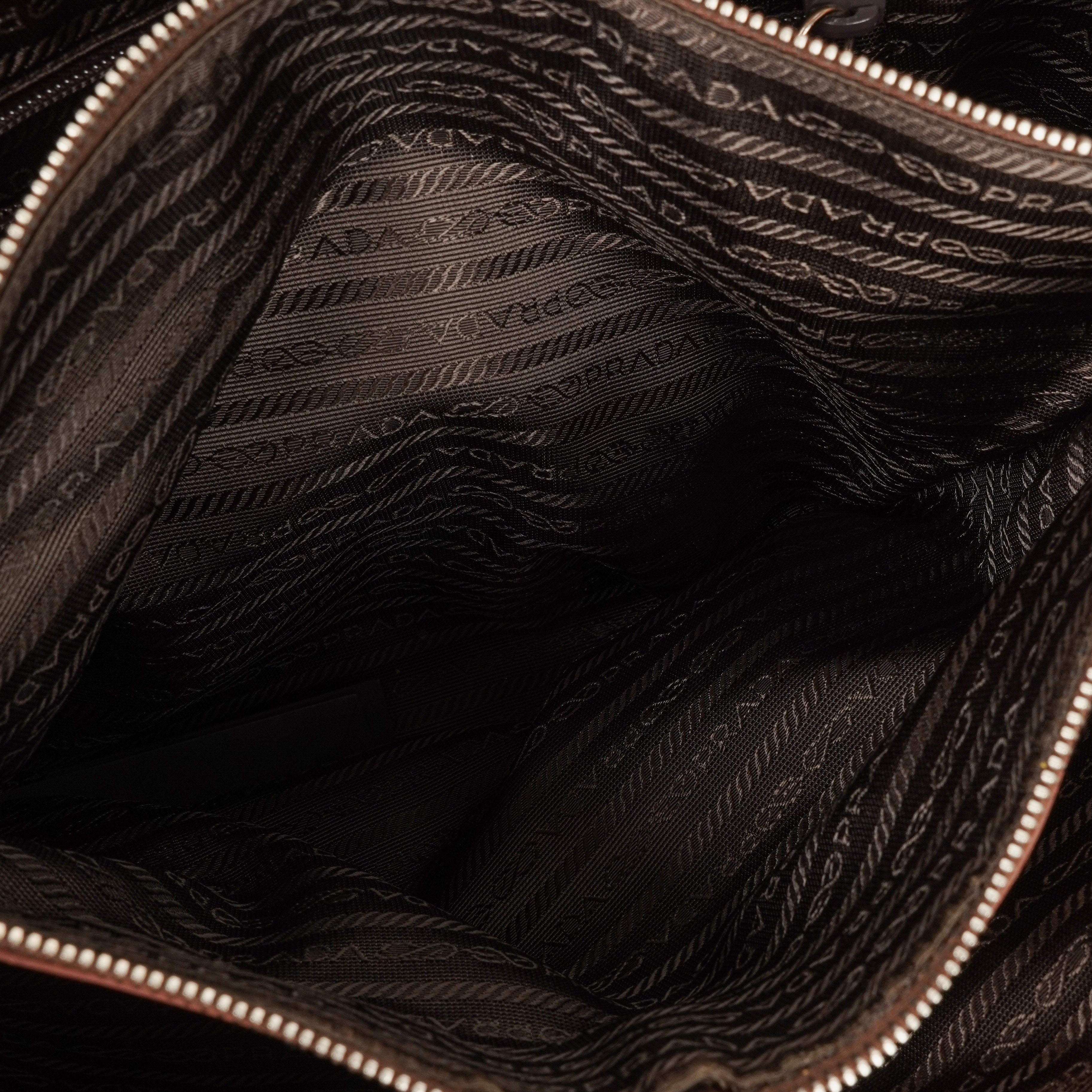 Prada Brown Canvas and Leather Soft Bag