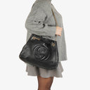 Gucci Black Pebbled Leather Soho Chain Tote Bag