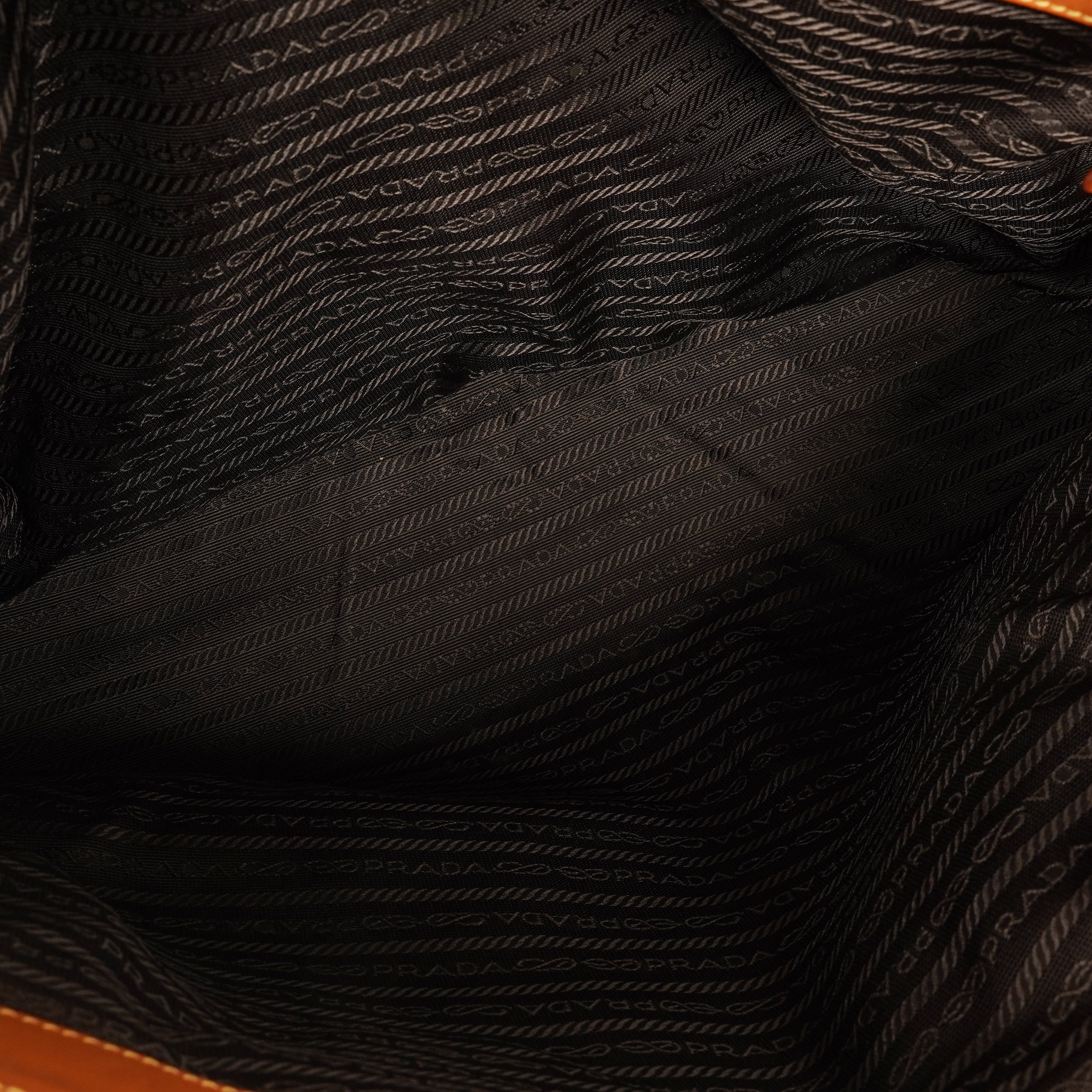 Prada Brown Canvas and Leather Soft Bag