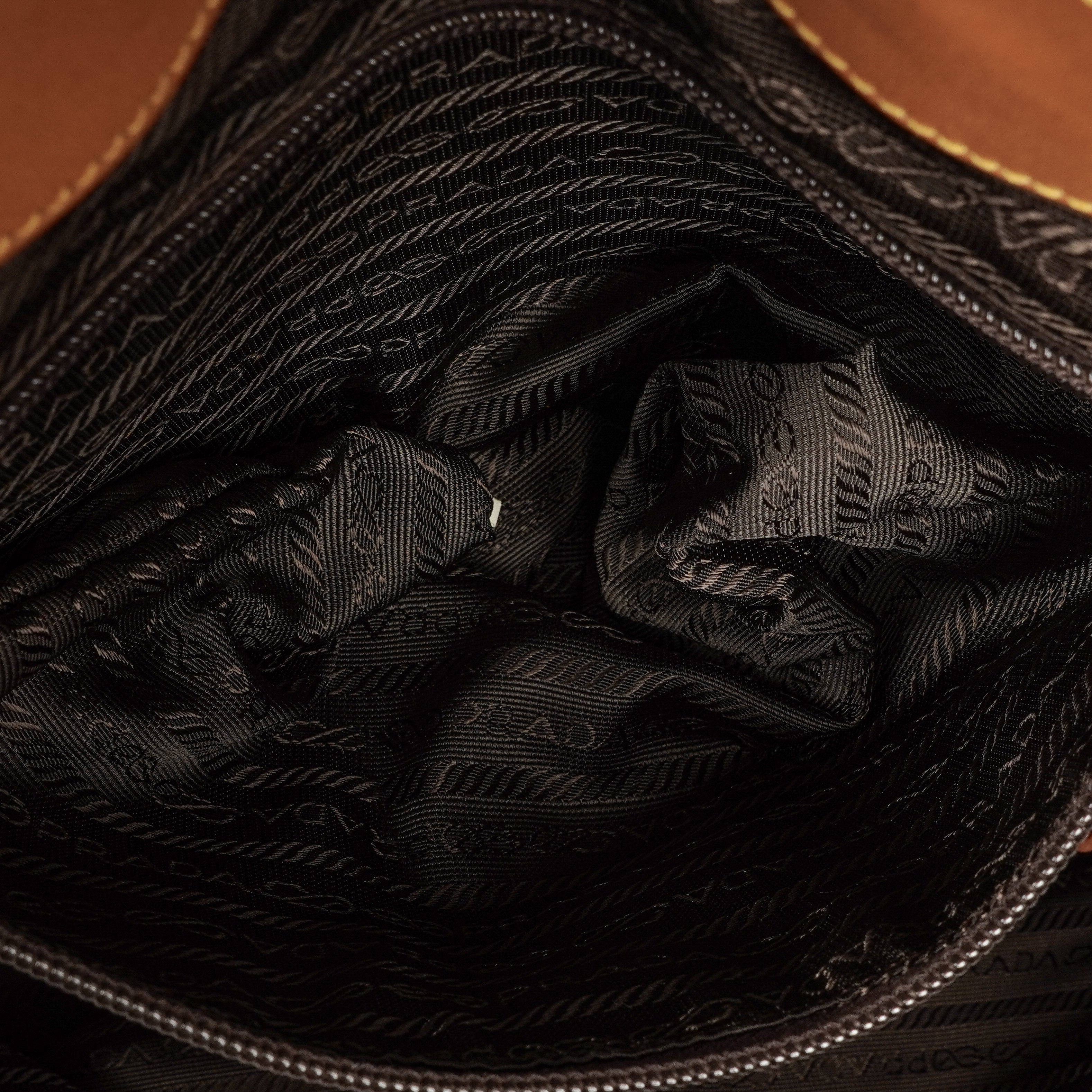 Prada Brown Canvas and Leather Soft Bag