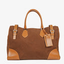Prada Brown Canvas and Leather Soft Bag