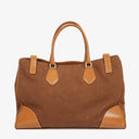 Prada Brown Canvas and Leather Soft Bag