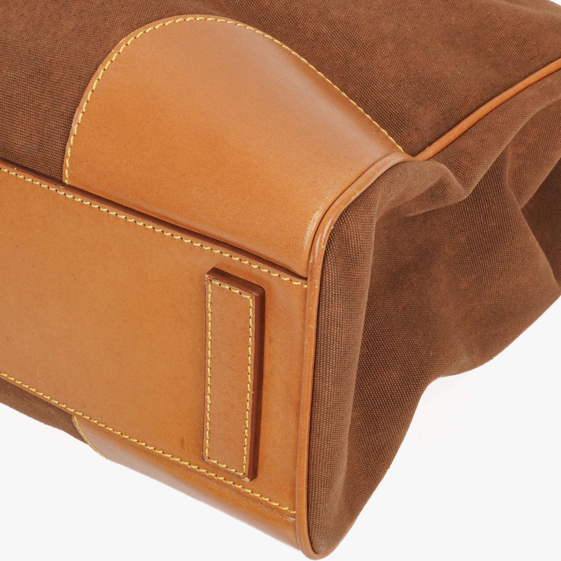 Prada Brown Canvas and Leather Soft Bag