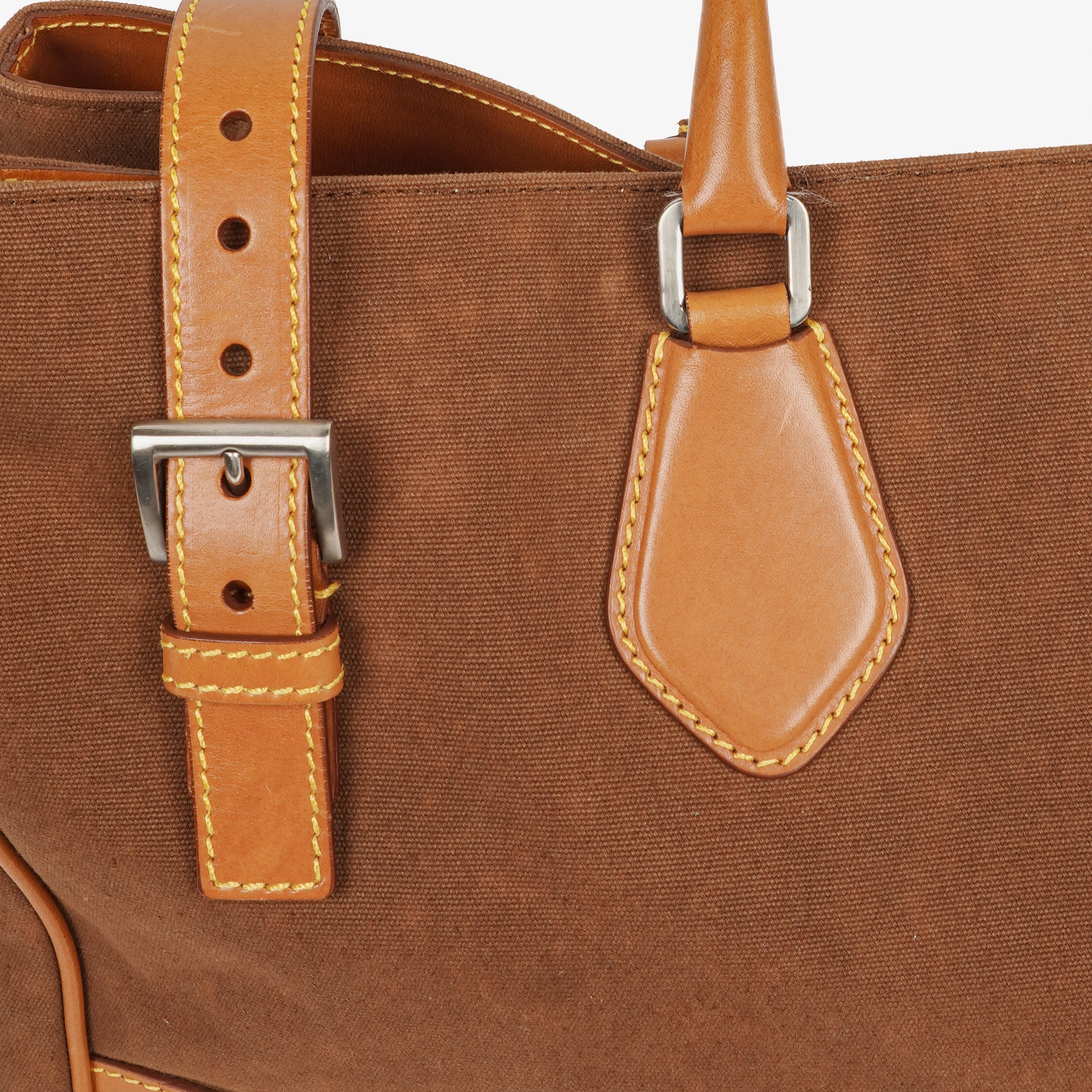 Prada Brown Canvas and Leather Soft Bag