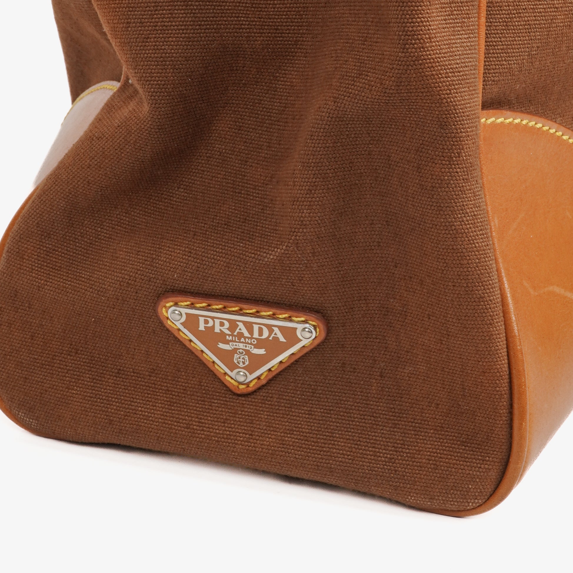 Prada Brown Canvas and Leather Soft Bag