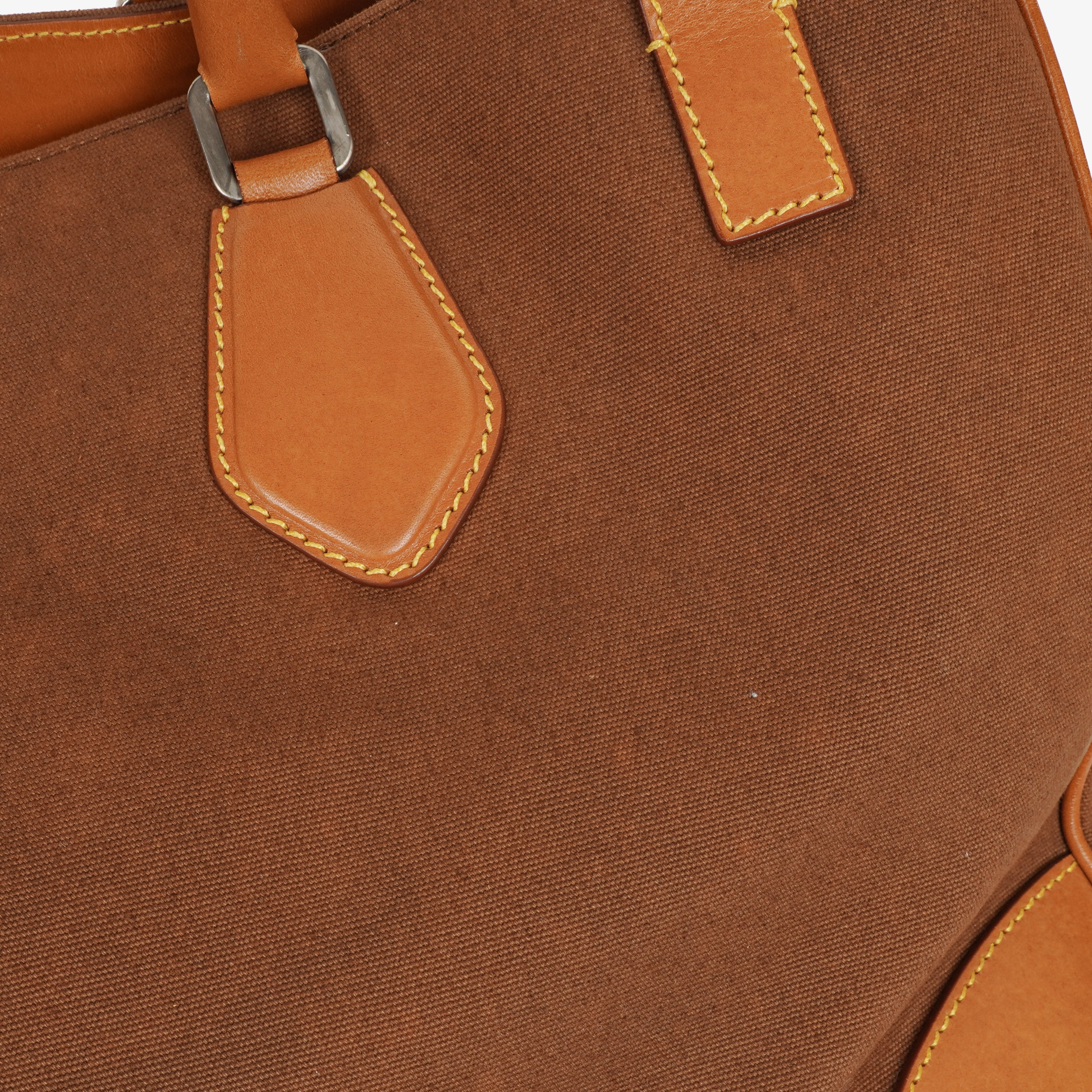 Prada Brown Canvas and Leather Soft Bag