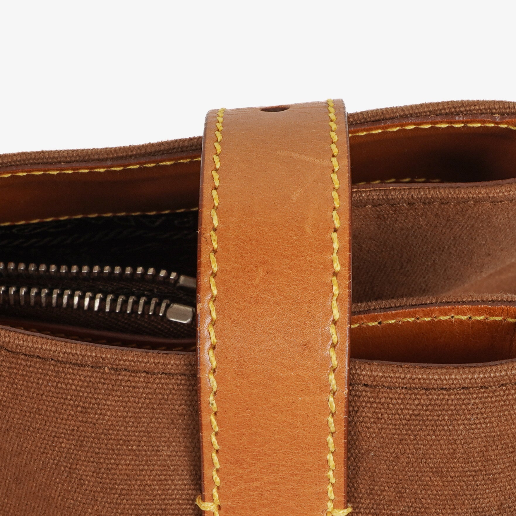 Prada Brown Canvas and Leather Soft Bag