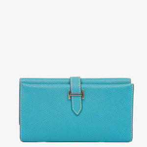 Hermès Blue Epsom Leather Béarn Wallet