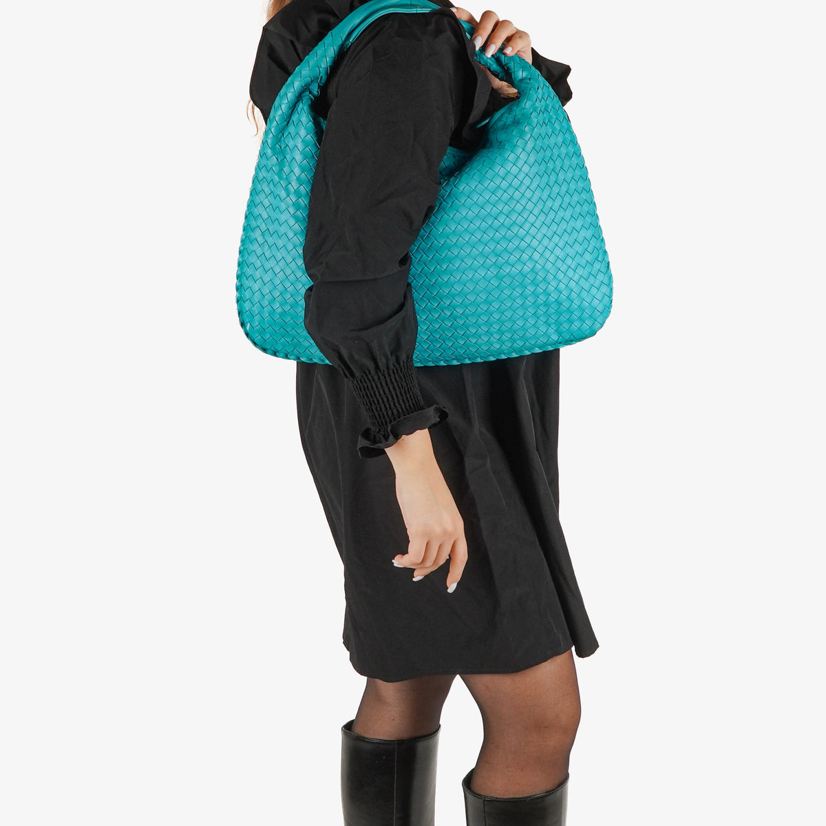 Bottega Veneta Nappa Intrecciato Turquoise Veneta Large Hobo Bag