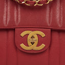 Chanel Red Lambskin Vertical Quilted Jumbo Single Flap