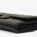 Chanel Lambskin Quilted Large Gusset Flap Wallet Black