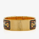 Hermes Black Equestrian Enamel and Gold Plated Loquet Bangle Quartz Watch L01.100