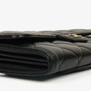 Chanel Lambskin Quilted Large Gusset Flap Wallet Black