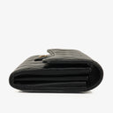 Chanel Lambskin Quilted Large Gusset Flap Wallet Black
