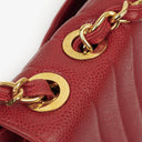 Chanel Red Lambskin Vertical Quilted Jumbo Single Flap