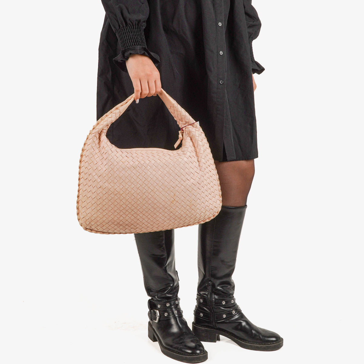 Bottega Veneta Nappa Intrecciato Neutral Medium Veneta Hobo Bag