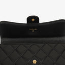Chanel Lambskin Quilted Large Gusset Flap Wallet Black