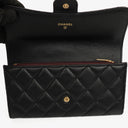Chanel Lambskin Quilted Large Gusset Flap Wallet Black