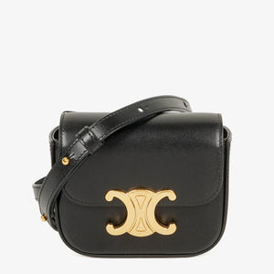 Celine Mini Triomphe Black Shiny Calfskin Shoulder/Crossbody Bag