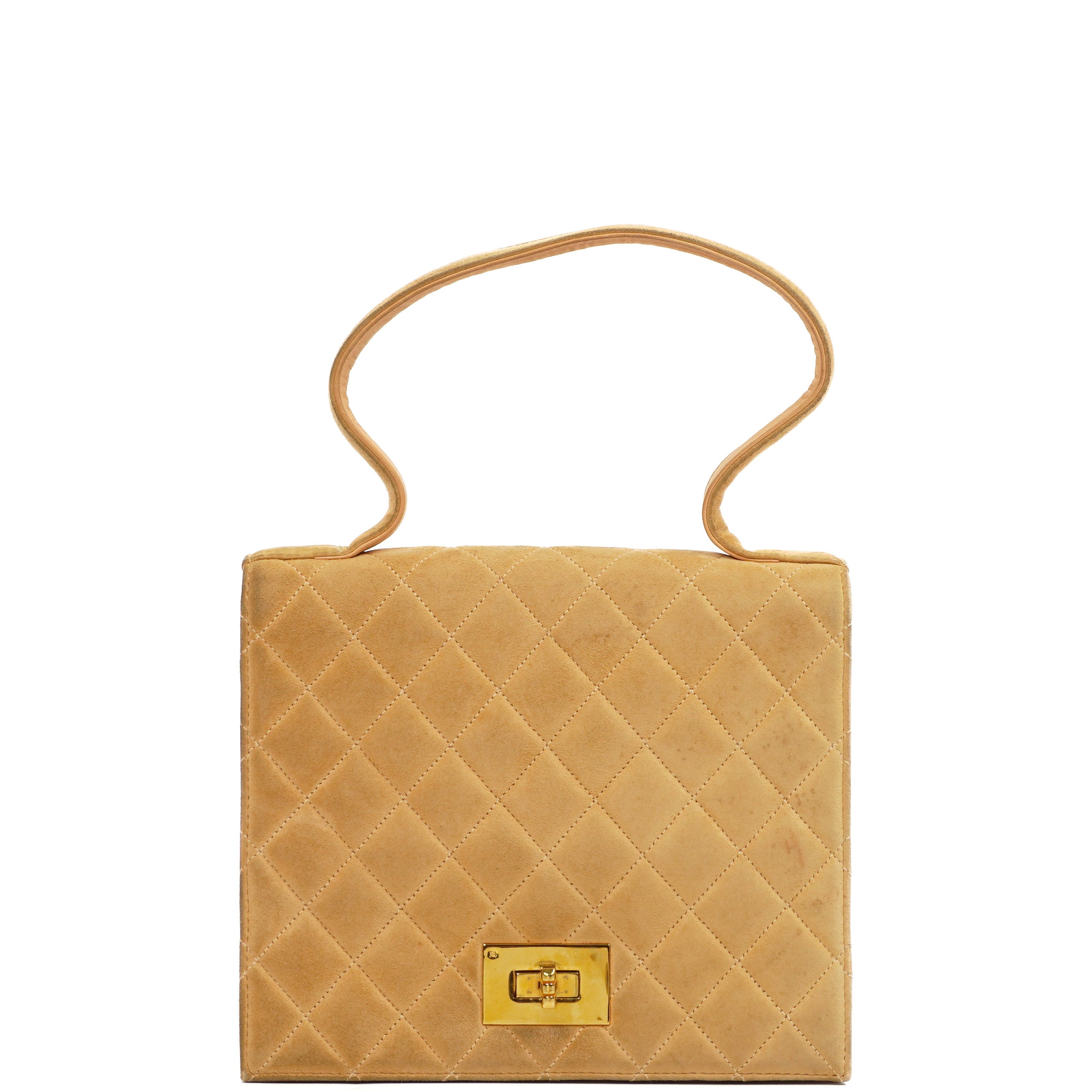 Chanel Mademoiselle Klappentasche Beige Wildleder 24K Vergoldete Beschläge