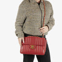 Chanel Red Lambskin Vertical Quilted Jumbo Single Flap