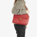 Chanel Red Lambskin Vertical Quilted Jumbo Single Flap