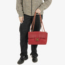 Chanel Red Lambskin Vertical Quilted Jumbo Single Flap