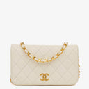 Chanel Classic Full Flap Bag White Quilted Leather 24K Gold-Plated Hardware