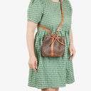 Celine Vintage Macadam Brown Drawstring Bucket Bag
