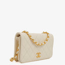 Chanel Classic Full Flap Bag White Quilted Leather 24K Gold-Plated Hardware