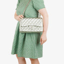 Chanel Classic Metallic Green Quilted Lambskin Jumbo Double Flap Bag