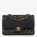 Chanel Vintage Small Classic Double Flap Bag Black Quilted Lambskin &nbsp;24K Gold-Plated Hardware