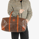 Celine Vintage Macadam Triomphe Brown Travel Bag