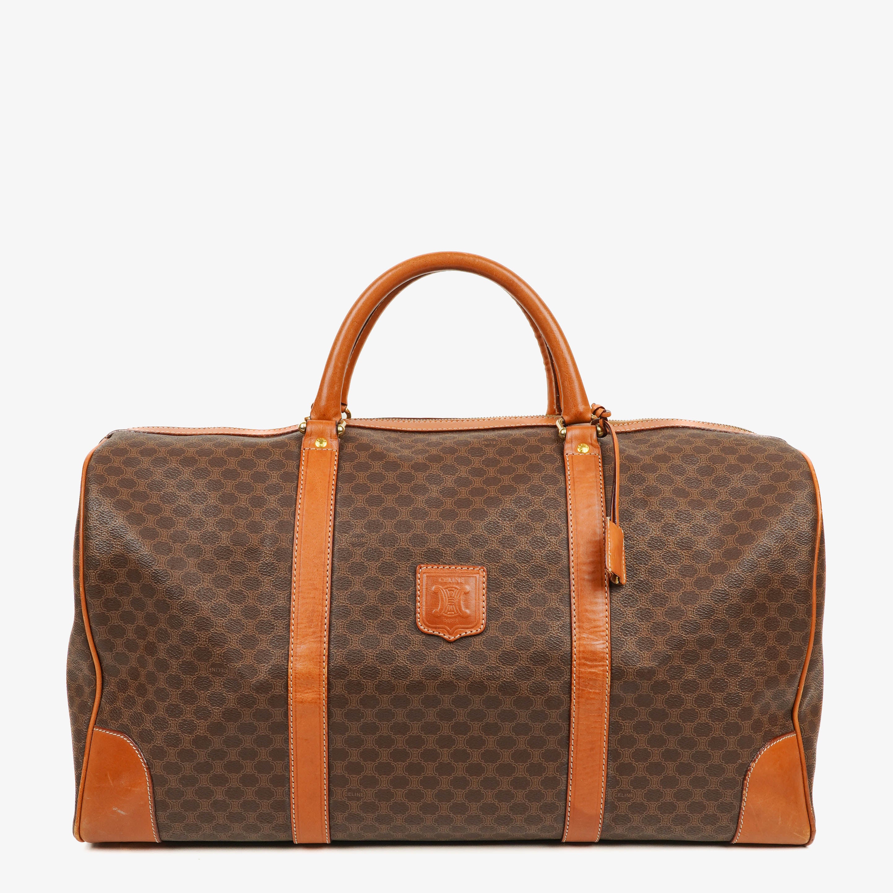 Celine Vintage Macadam Triomphe Brown Travel Bag