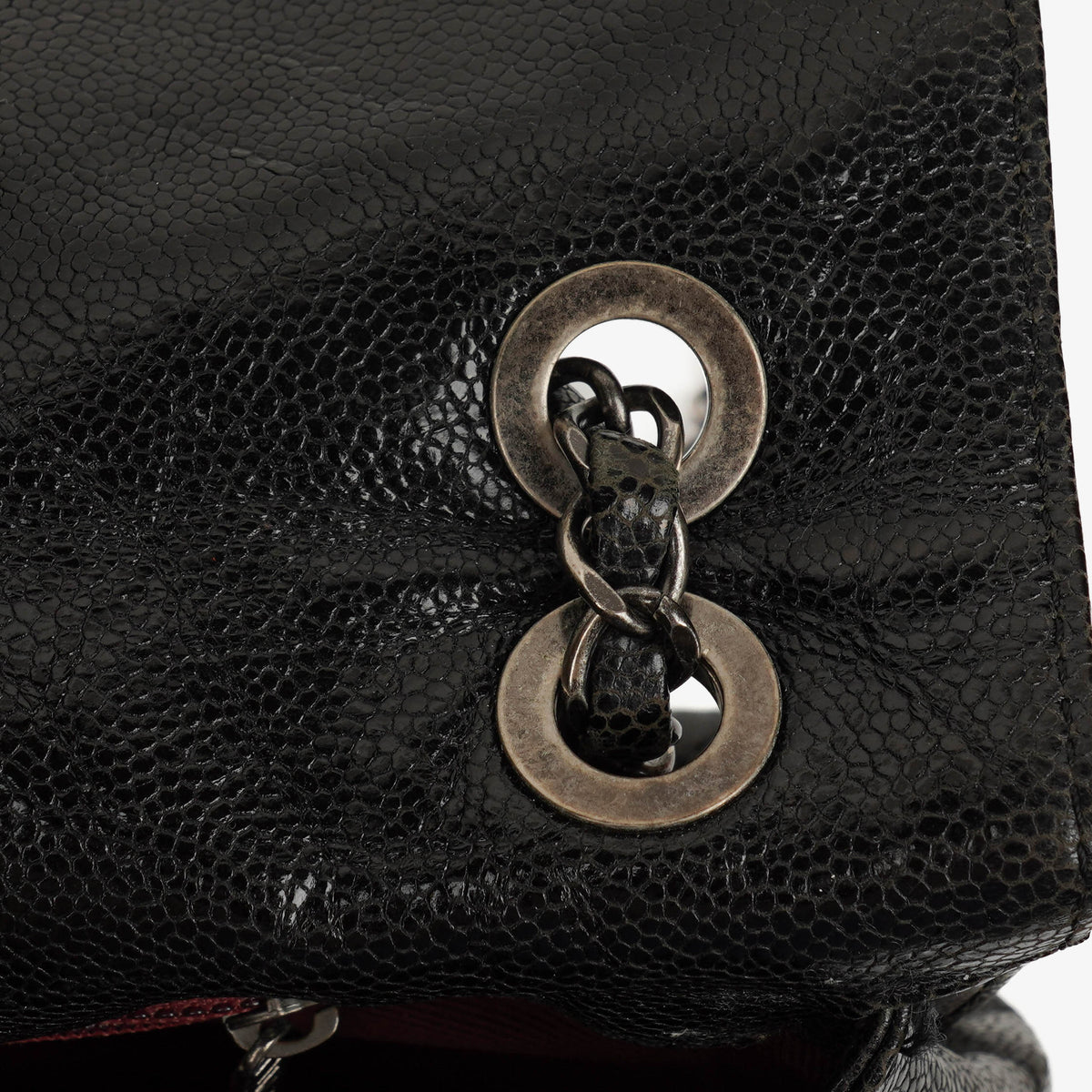 Chanel Black Quilted Crumpled Grained Calfskin Jumbo CC Crave Flap Bag