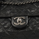 Chanel Black Quilted Crumpled Grained Calfskin Jumbo CC Crave Flap Bag