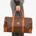 Celine Vintage Macadam Triomphe Brown Travel Bag