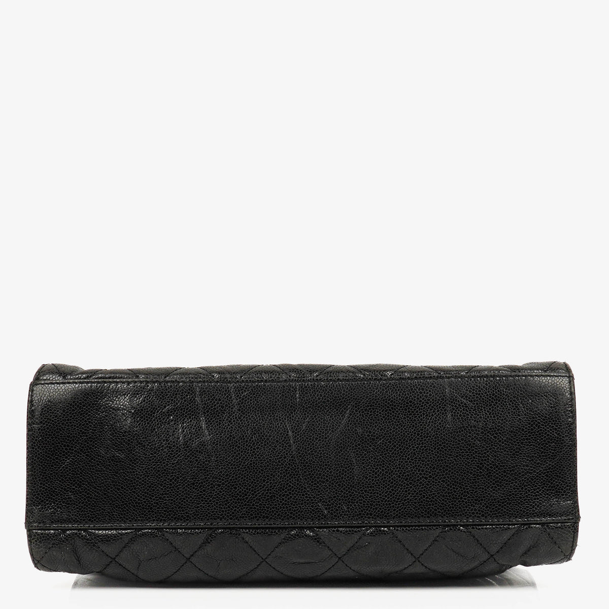 Chanel Black Quilted Crumpled Grained Calfskin Jumbo CC Crave Flap Bag