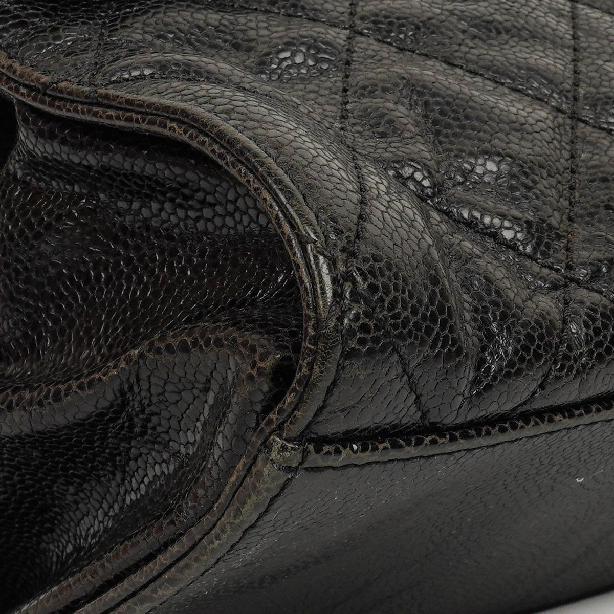 Chanel Black Quilted Crumpled Grained Calfskin Jumbo CC Crave Flap Bag