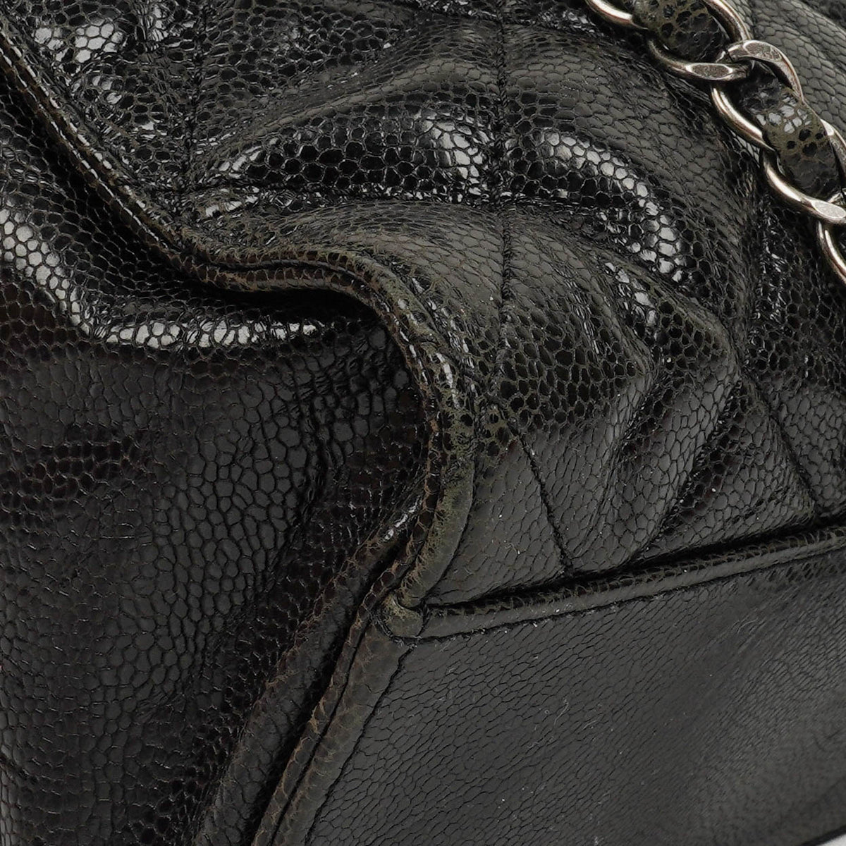 Chanel Black Quilted Crumpled Grained Calfskin Jumbo CC Crave Flap Bag