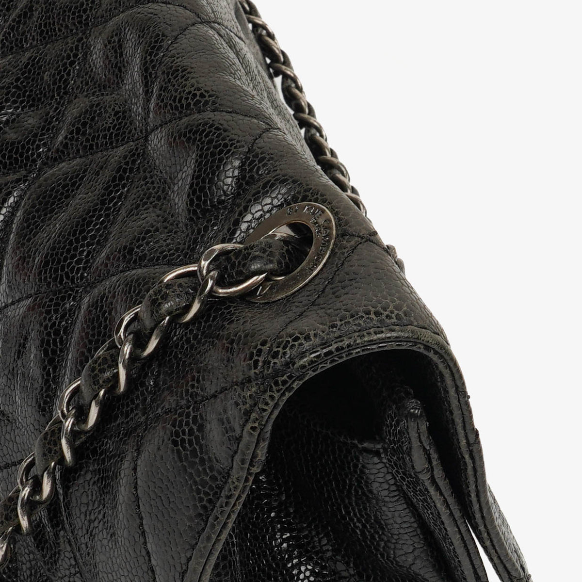 Chanel Black Quilted Crumpled Grained Calfskin Jumbo CC Crave Flap Bag